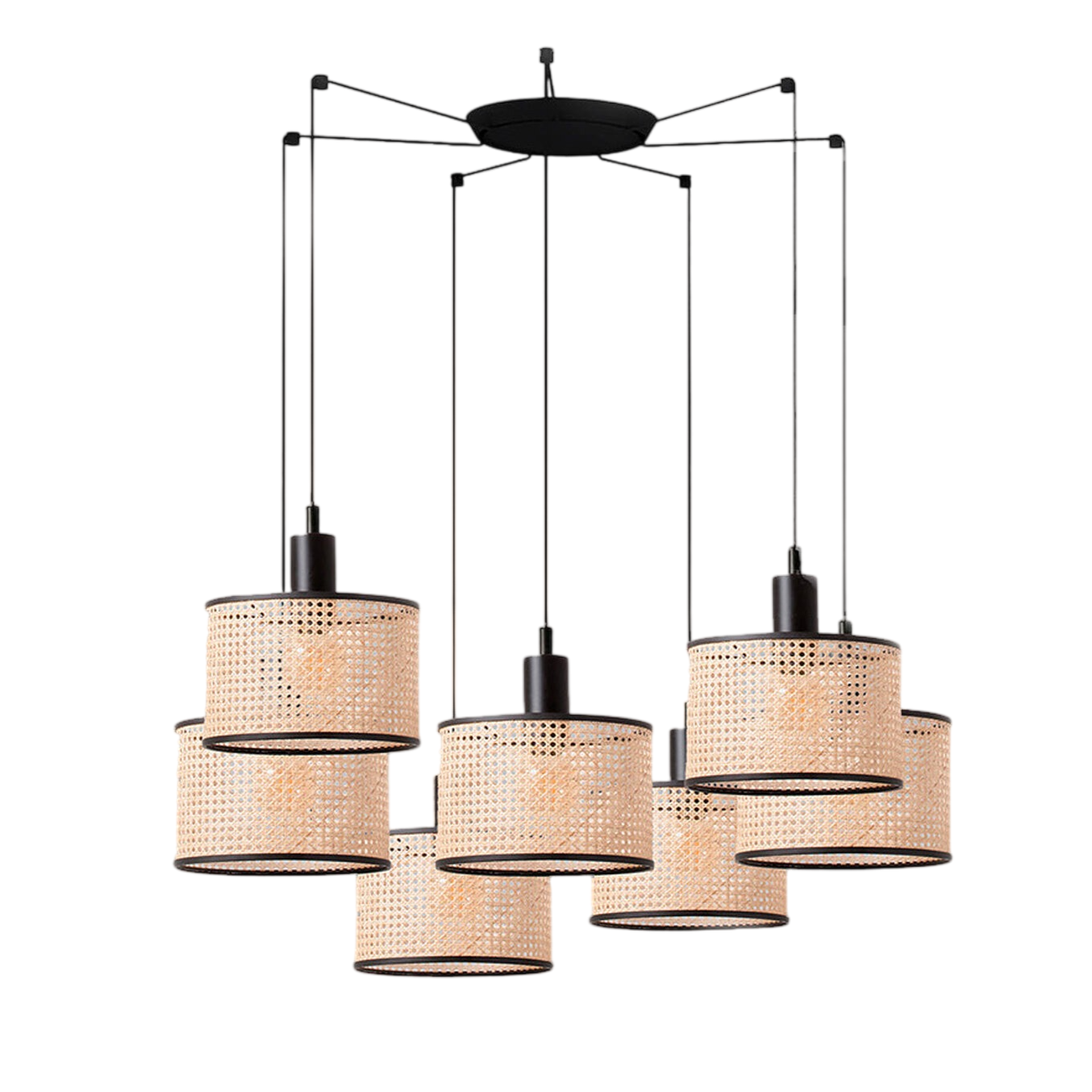 Mambo Black/rattan Pendant