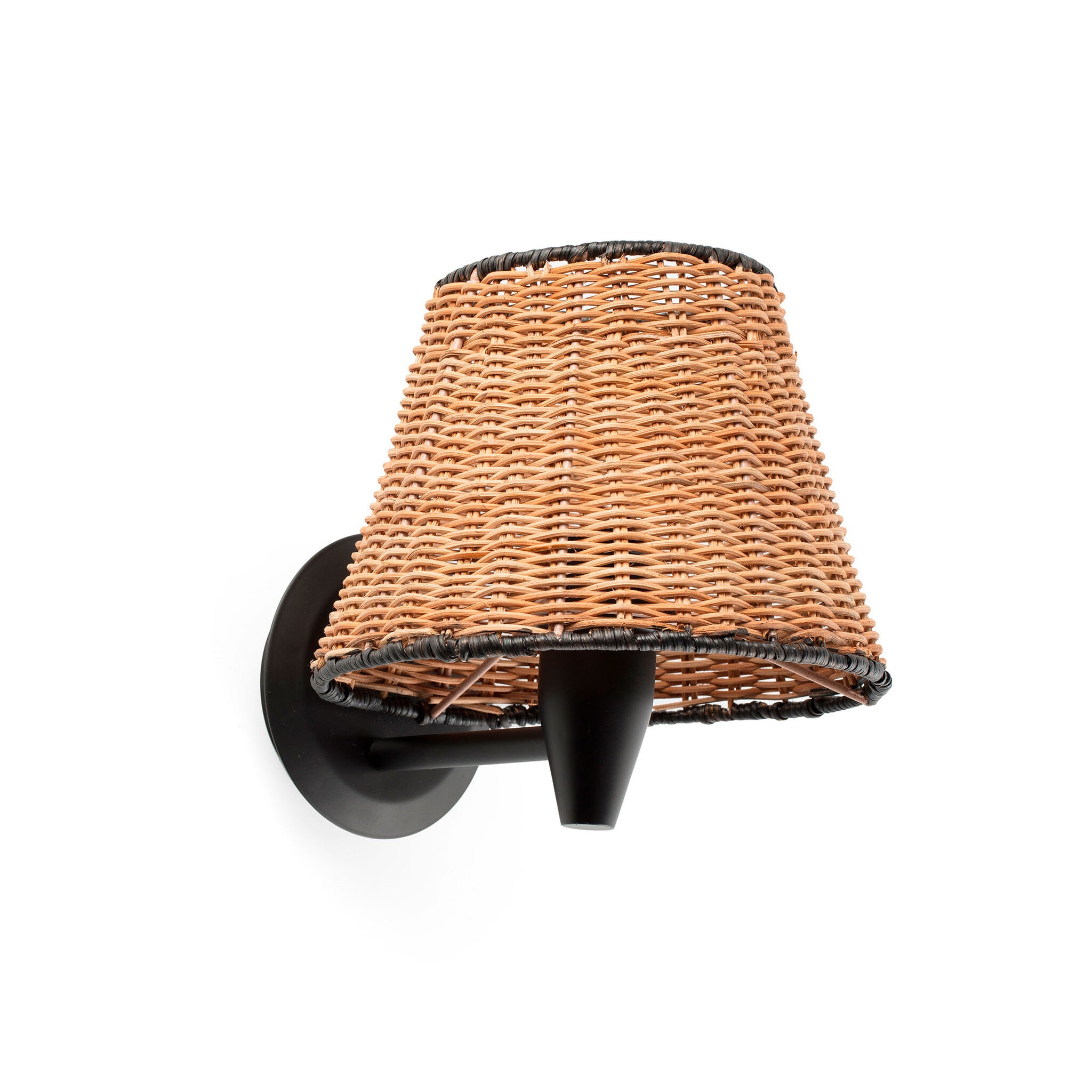 Sumba Black/rattan wall lamp